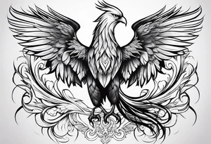 phoenix with extra long tail feathers tattoo idea