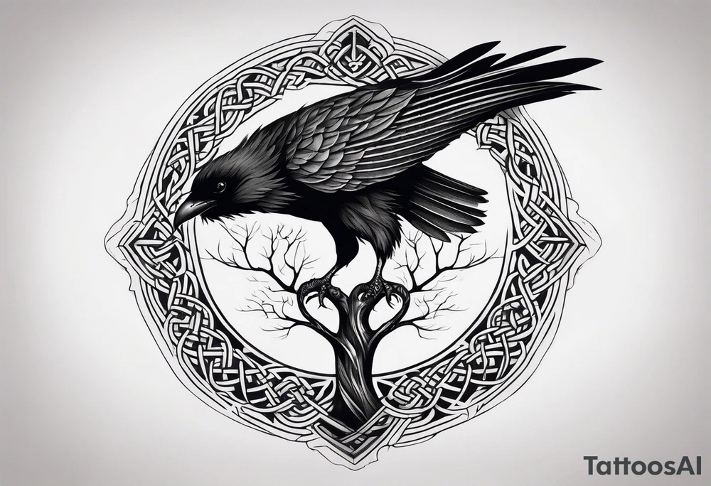 world tree with a raven and knotwork sleeve tattoo tattoo idea world tree with a raven and knotwork sleeve tattoo tattoo idea