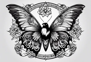 A Butterfly and a Raven like Ying Yang tattoo idea