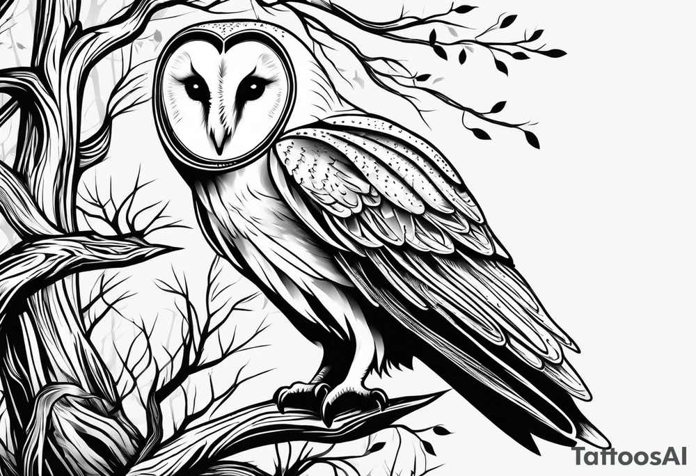 barn owl descending on prey tattoo idea