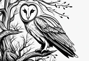 barn owl descending on prey tattoo idea