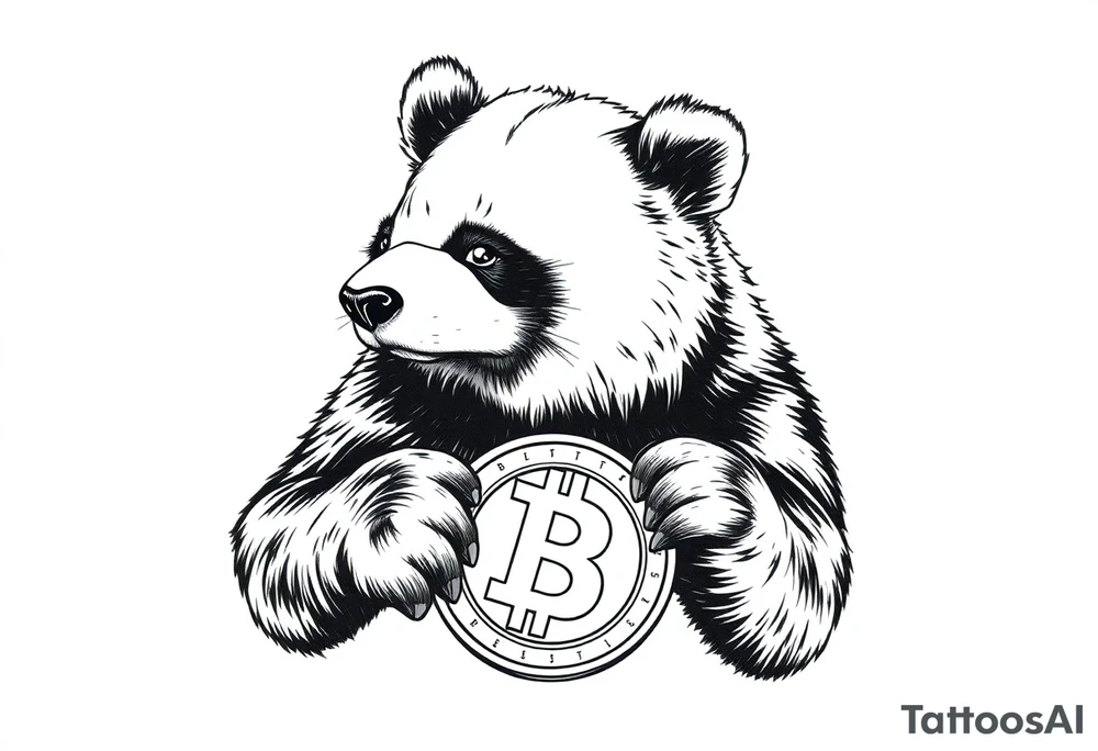 panda counting bitcoin tattoo idea