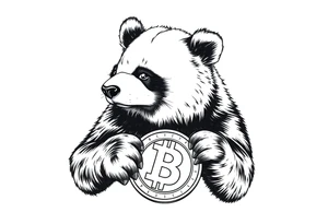 panda counting bitcoin tattoo idea