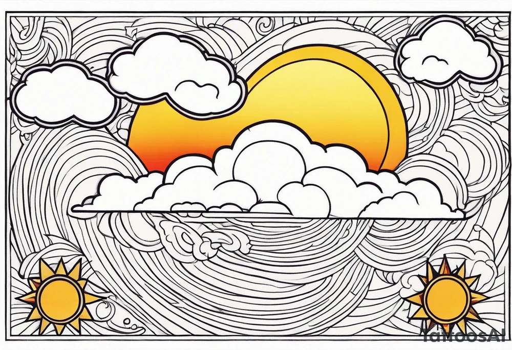 CLOUDS WITH SUN AMERICAN TRADITIONAL tattoo idea