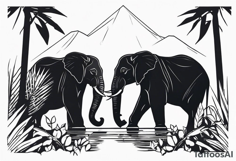 ELEPHANTS IN JUNGLE tattoo idea