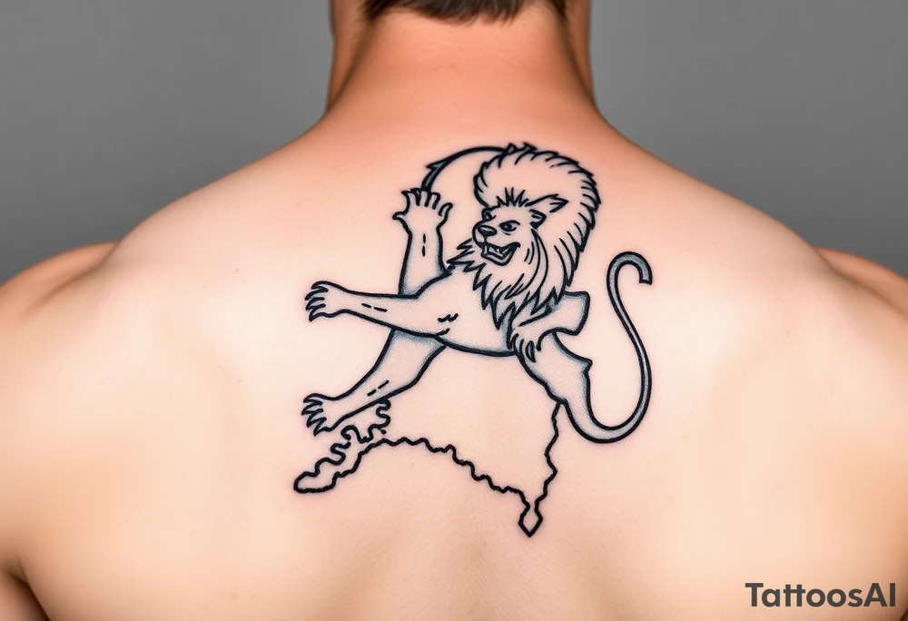 map of netherlands with dutch lion tattoo idea