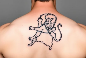 map of netherlands with dutch lion tattoo idea