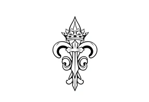 a flor de lis with a crown and a cross inside the flor de lis tattoo idea