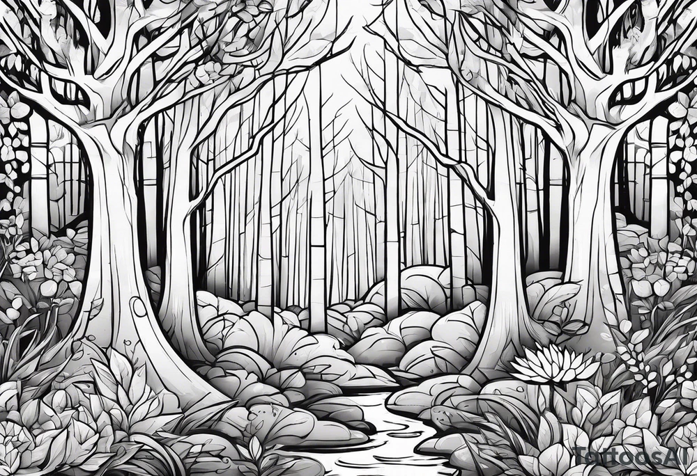 lines forest, minimalystic tattoo idea