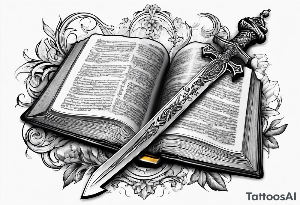 Bible sword on spine tattoo idea