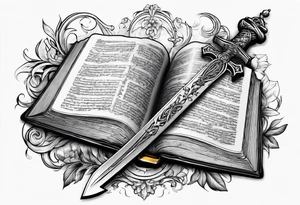 Bible sword on spine tattoo idea