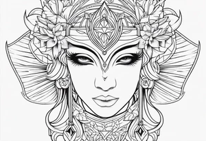 monoline minimalistic Angelic mask tattoo idea