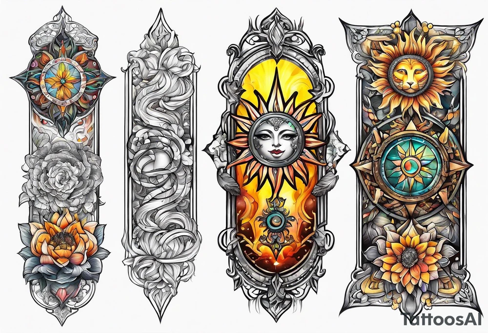 Sun catcher elongated tattoo idea