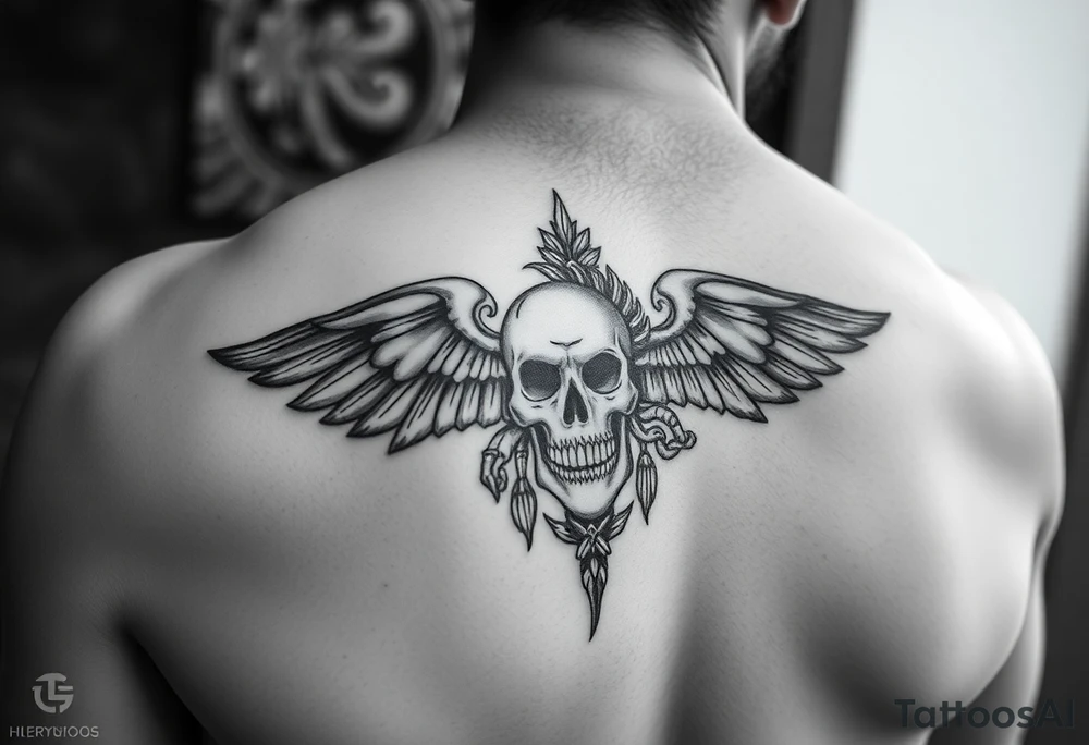 Create a mexican Aztec tattoo with life and death as the theme for the inner bicep. None of what your creating is what im looking for tattoo idea