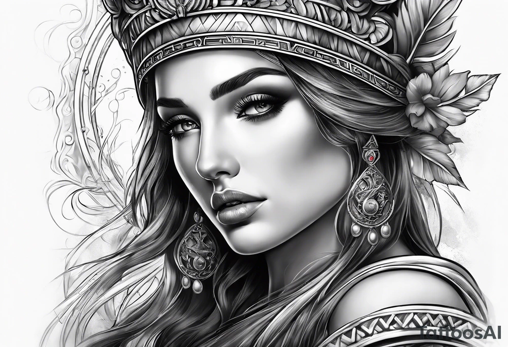 make a beautiful female woman in roman theme tattoo idea