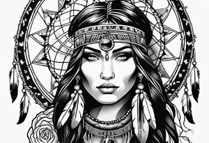 Native american,cancer, flowers, dream catcher, tattoo idea