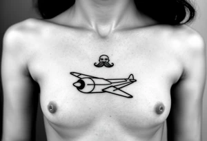 Small airplane who has moustache on his face tattoo idea
