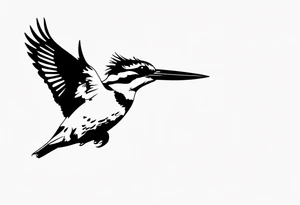 I would like to get a fineline tattoo of a pied kingfisher hovering in the air tattoo idea