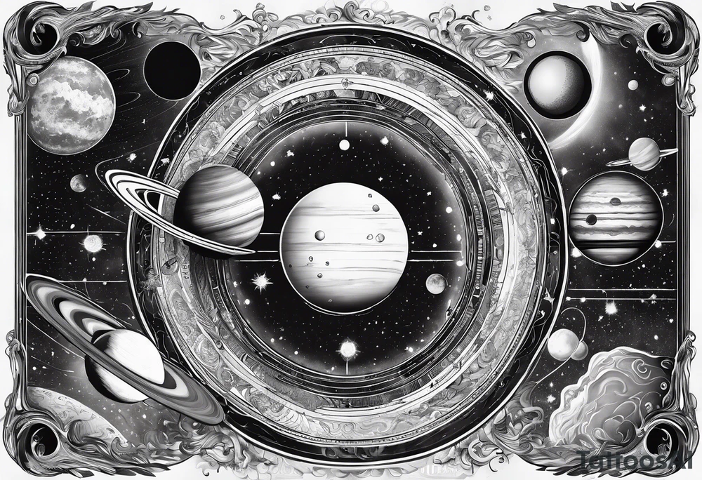 solar system, on spine tattoo idea