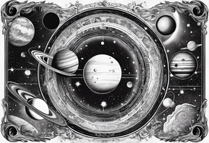 solar system, on spine tattoo idea
