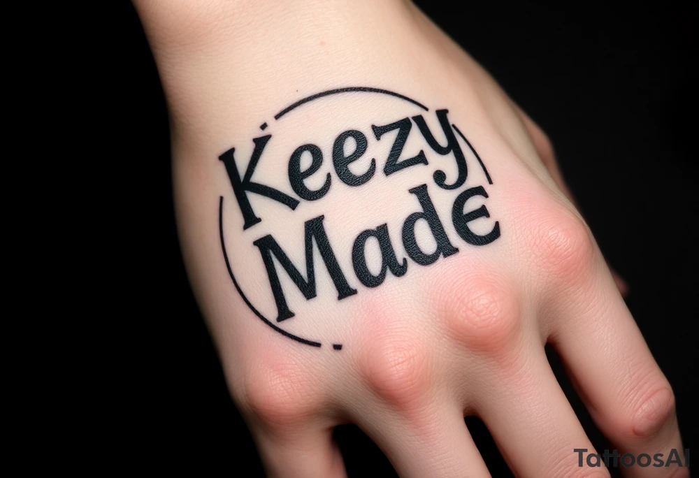 Letters that spell KeezY MadE to fit a circular frame that is graffiti bubble tattoo idea