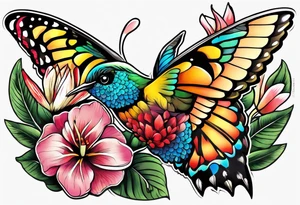 Ghana 🇬🇭, Curaçao 🇨🇼, flowers, hummingbirds,  butterflies tattoo idea