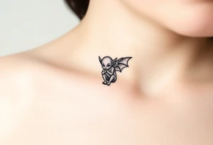 Tiny goblin with wings tattoo idea