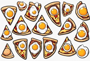 Pair fried eggs tattoo, where for the girl a small slice like a pizza triangular and for the guy the rest of the fried eggs tattoo idea