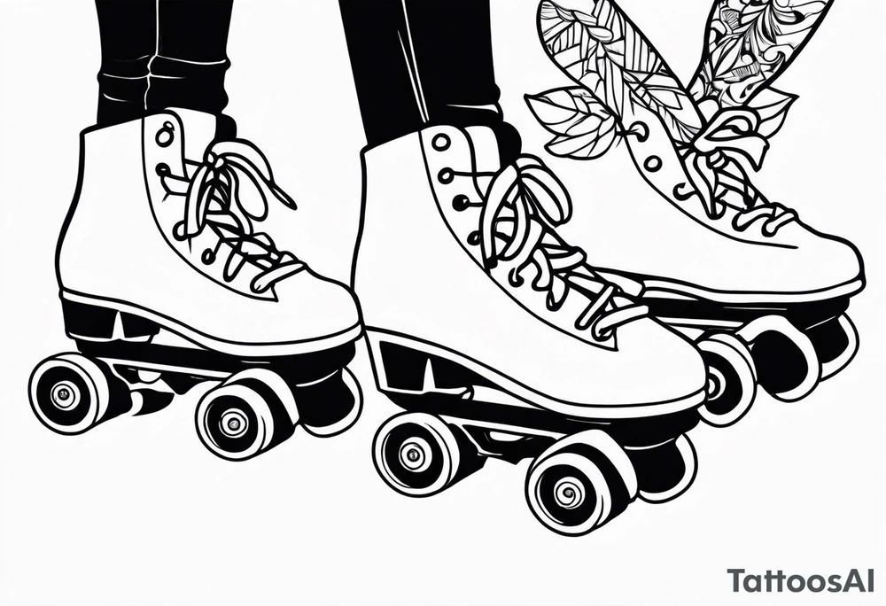 roller skating girls tattoo idea