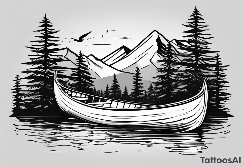 Pine trees canoe Holly leaf tattoo idea