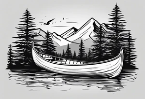 Pine trees canoe Holly leaf tattoo idea