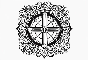 i put a spell on you in old english crossing the chest tattoo idea