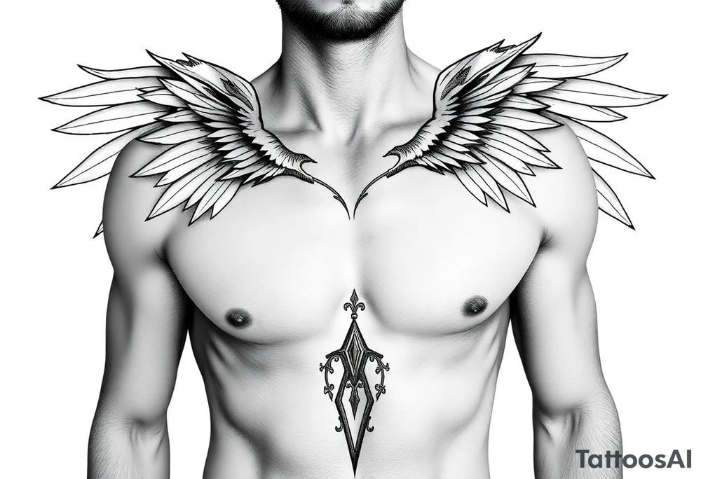 Full body of fallen angel Dante Mikha'el tattoo idea