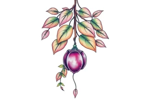 hanging plant with date tattoo idea