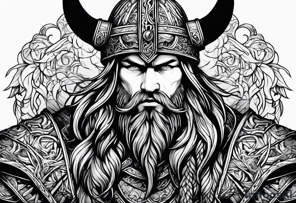 Viking with raven tattoo idea