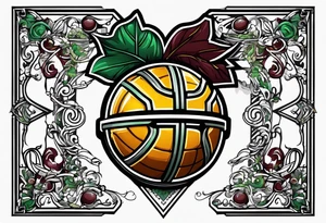 basketball number 24 with colors green, yellow, maroon and black tattoo idea