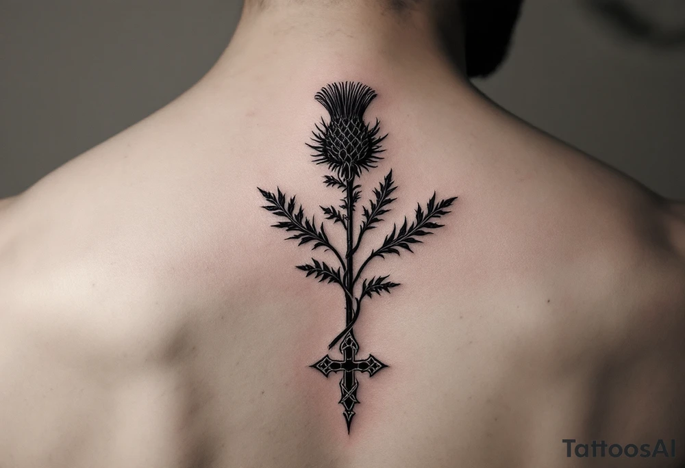 include the Scottish Gaelic translation of, "What is destined for you won't pass you by" and the Scottish thistle along with a Scottish Celtic cross. To be tattooed on the forearm tattoo idea