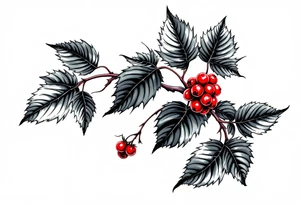 American traditional blackberry vine with leaves tattoo idea
