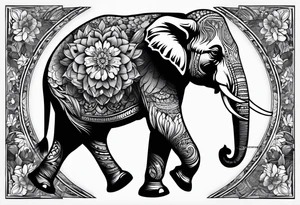 Elephant full back tattoo with flowers tattoo idea