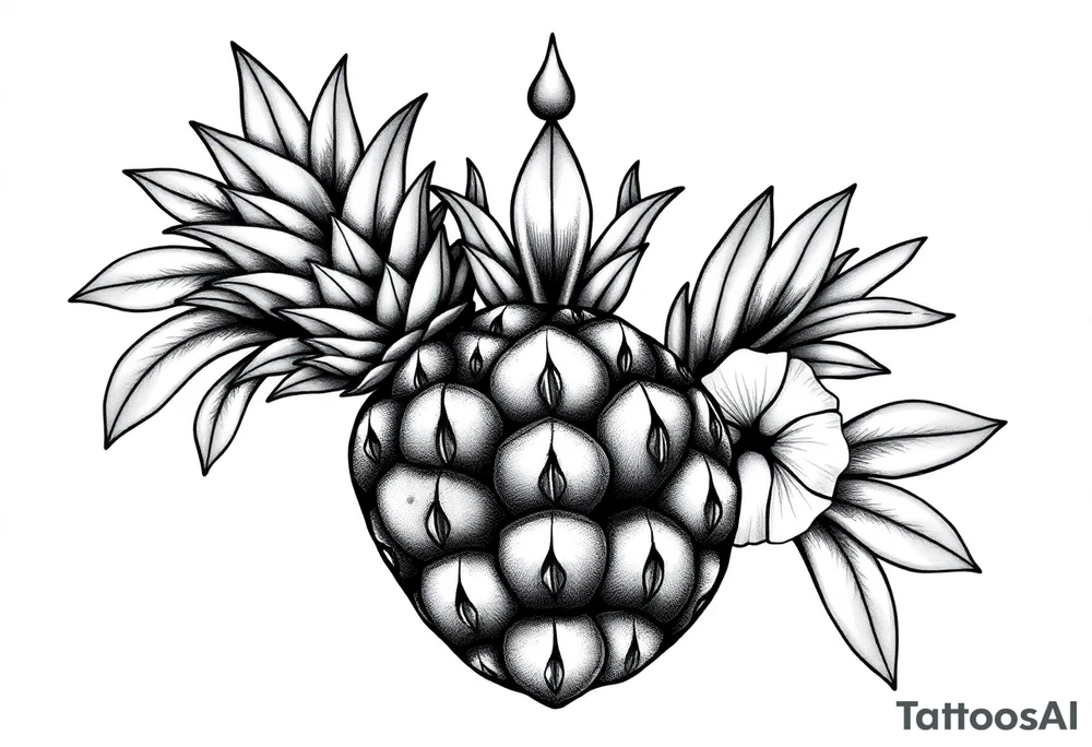 Crown pineapple vagina anus tattoo idea