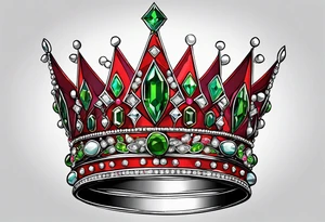 beautiful, intricate, royal queens crown, diamonds, gold, silver, jade.peridot, pearls, rubies tattoo idea