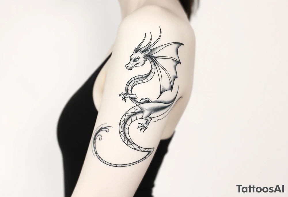 etheral dragon born form a magic book tattoo idea