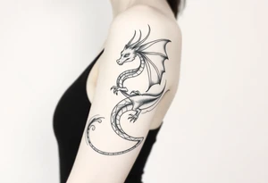 etheral dragon born form a magic book tattoo idea