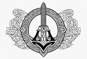 Valhalla sword 
 dragon axe Valknut helm of awe tattoo idea