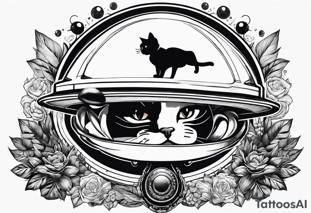 cat in a ufo smoking a joint tattoo idea