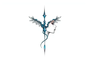 A minimalist tattoo that represents a shattered and betrayed gemini woman who fought hard throughout this year. With colors blue and black. Make it unique and rare. Without leaves and stem. tattoo idea