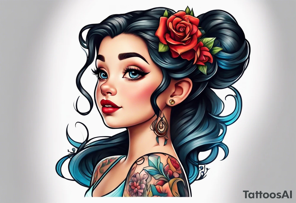 girl toddler made into a disney princess tattoo idea