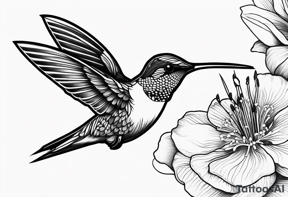 Realistic detailed humming bird tattoo idea