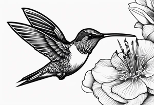 Realistic detailed humming bird tattoo idea