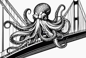 Octopus attacking bridge tattoo idea